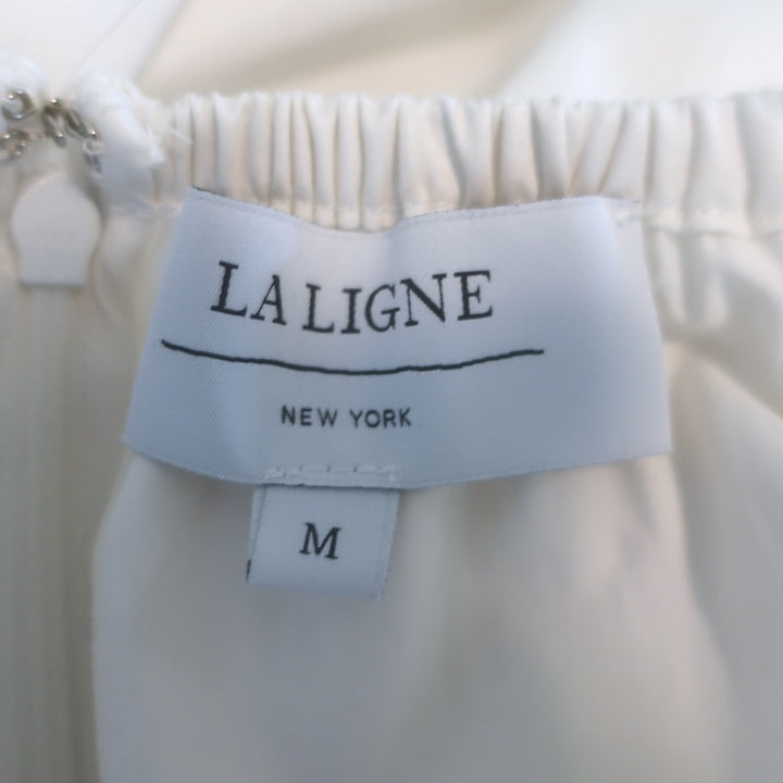 La Ligne Ina Puff Sleeve Tiered Midi Dress White Cotton Poplin Size Medium