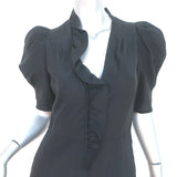 Dries Van Noten Puff Sleeve Dress Black Ruffled Cupro Size 36