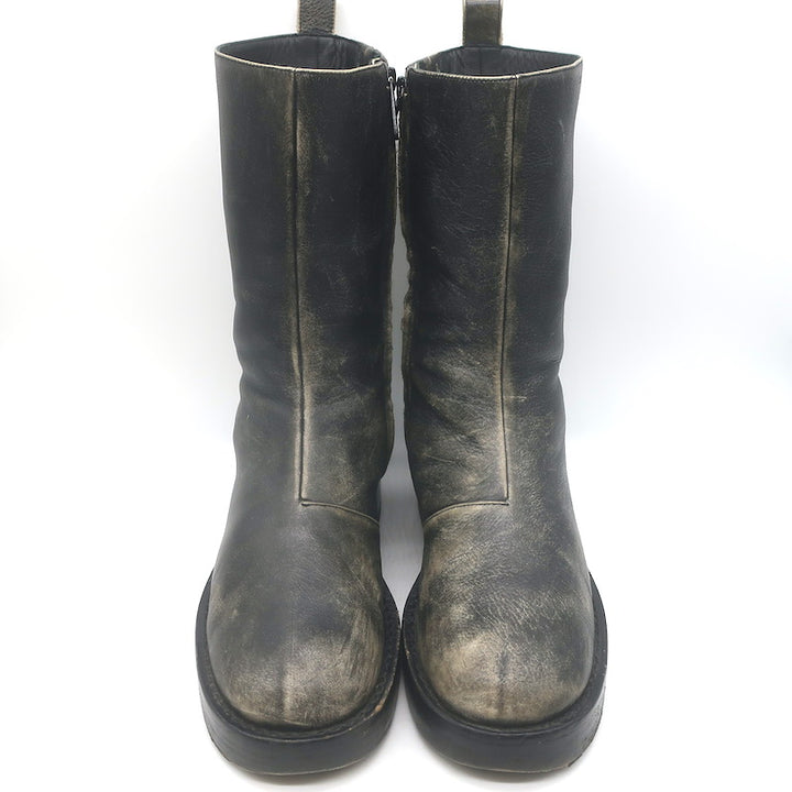 Courreges Rider Boots Black Patina Leather Size 40