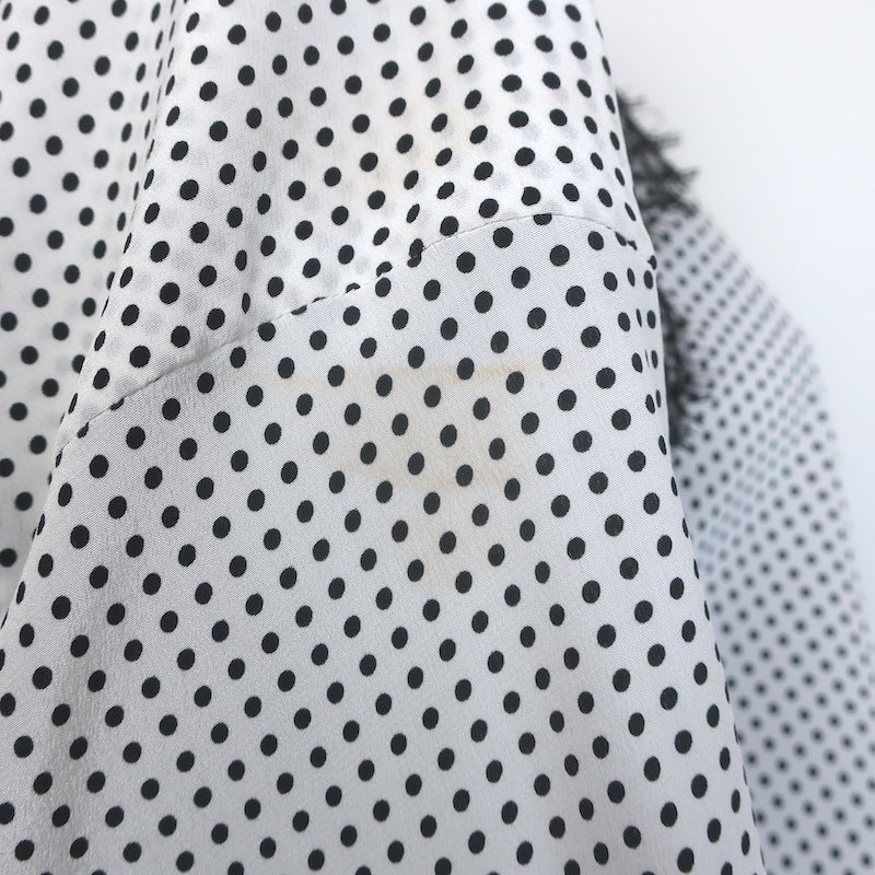 Ermanno Scervino Lace-Paneled Polka Dot Oversize Blouse White/Black Size 40