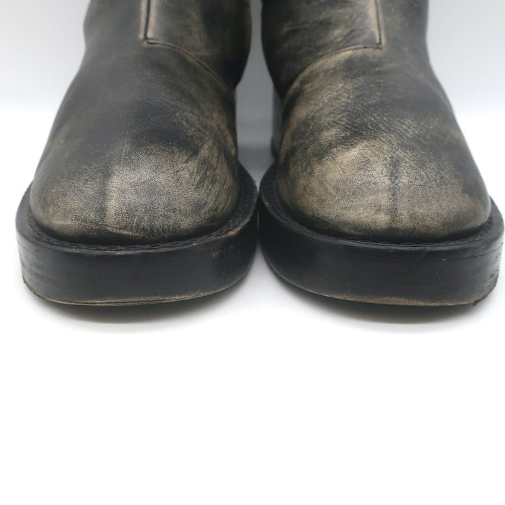 Courreges Rider Boots Black Patina Leather Size 40