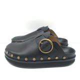 Isabel Marant Mirst Buckle Clogs Black Studded Leather Size 37 Flat Mules NEW