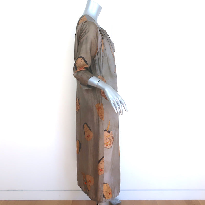 Uma Wang Agina Mask Print Midi Dress Taupe Size Medium