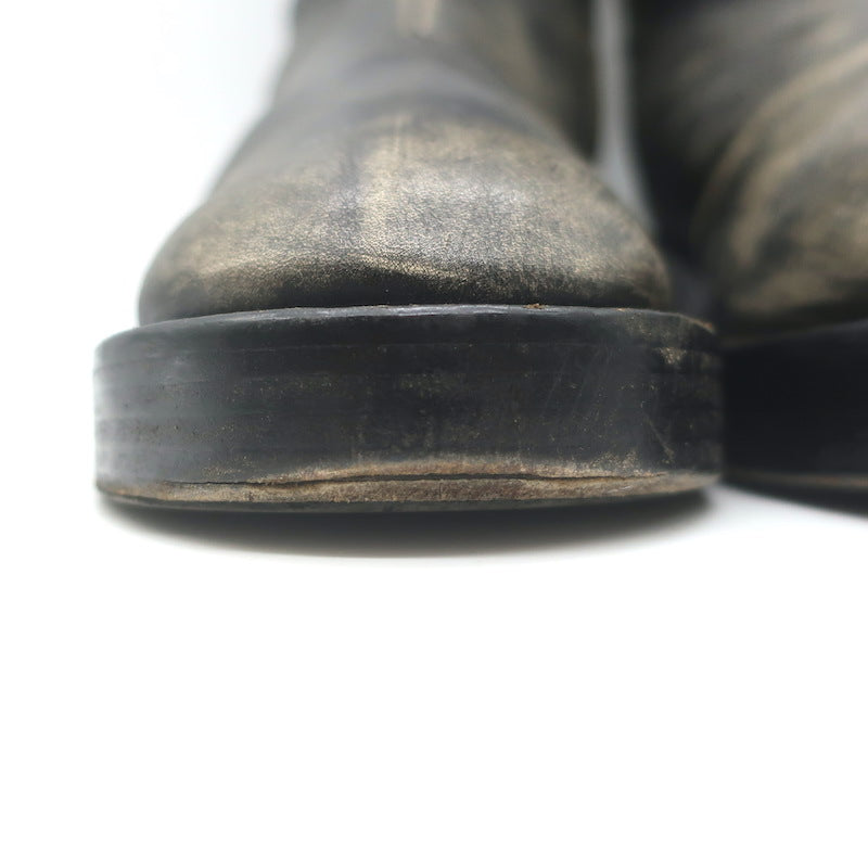 Courreges Rider Boots Black Patina Leather Size 40