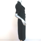 Dries Van Noten Puff Sleeve Dress Black Ruffled Cupro Size 36