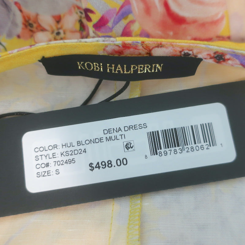 Kobi Halperin Dena Midi Wrap Dress Yellow Floral Print Size Small NEW