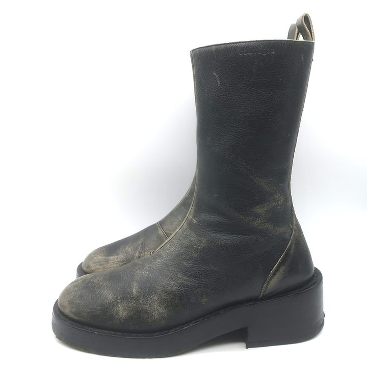 Courreges Rider Boots Black Patina Leather Size 40