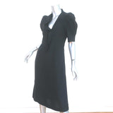 Dries Van Noten Puff Sleeve Dress Black Ruffled Cupro Size 36