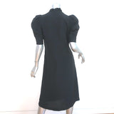 Dries Van Noten Puff Sleeve Dress Black Ruffled Cupro Size 36