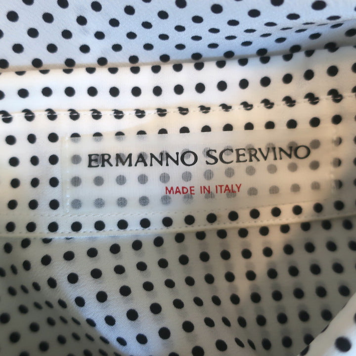 Ermanno Scervino Lace-Paneled Polka Dot Oversize Blouse White/Black Size 40