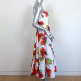 Alexander McQueen A-Line Midi Dress White/Multi Floral Print Poplin Size 38