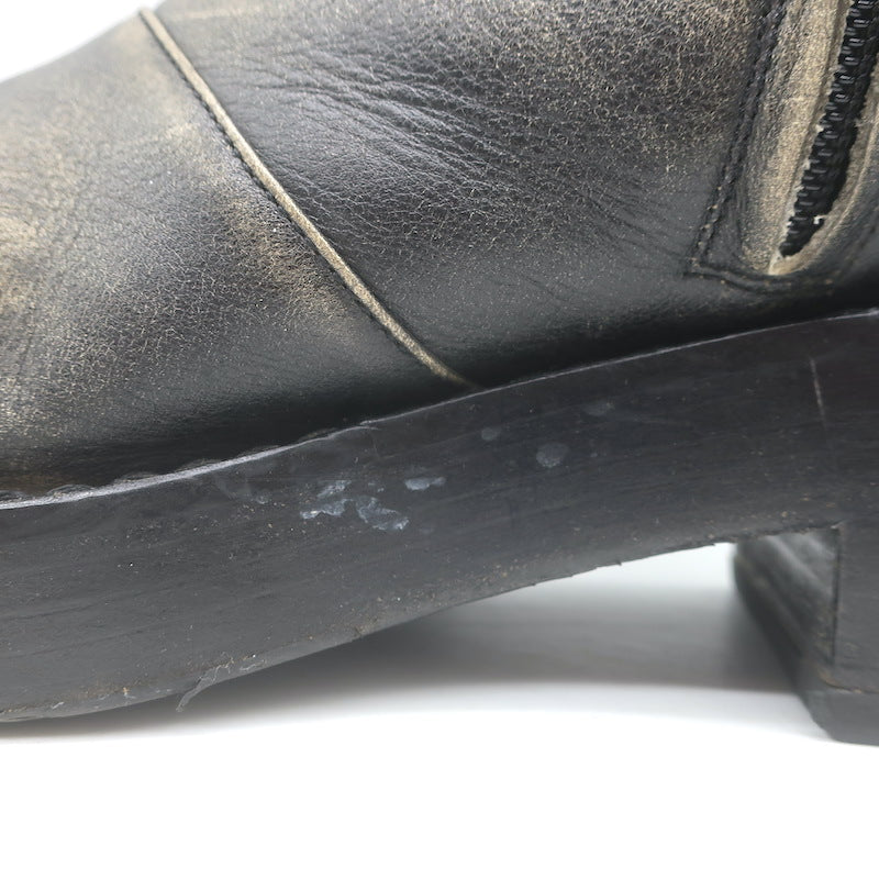 Courreges Rider Boots Black Patina Leather Size 40
