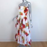 Alexander McQueen A-Line Midi Dress White/Multi Floral Print Poplin Size 38