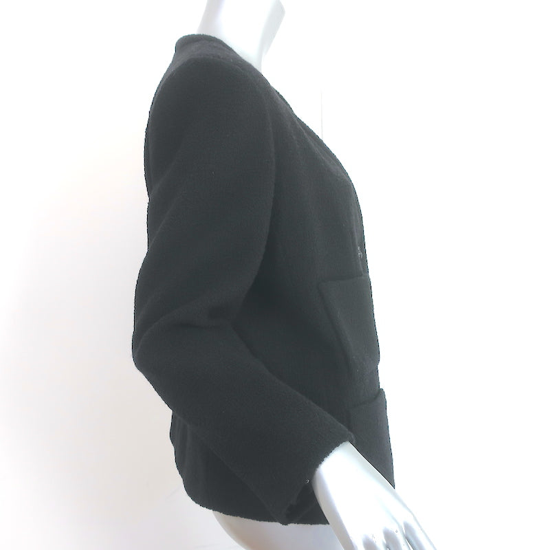 Chanel 20P Multi-Pocket Tweed  Uniform Jacket Black Virgin Wool Size 44