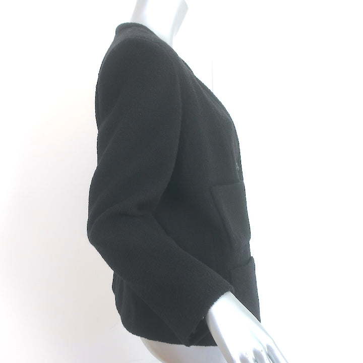 Chanel 20P Multi-Pocket Tweed  Uniform Jacket Black Virgin Wool Size 44