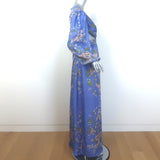 HANNAH Rio Cutout Maxi Dress Blue Floral Print Silk Size 1 NEW