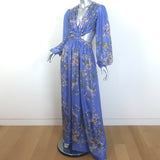 HANNAH Rio Cutout Maxi Dress Blue Floral Print Silk Size 1 NEW