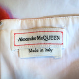 Alexander McQueen A-Line Midi Dress White/Multi Floral Print Poplin Size 38