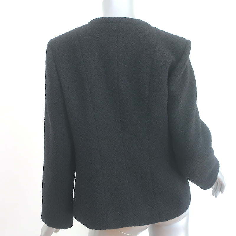 Chanel 20P Multi-Pocket Tweed  Uniform Jacket Black Virgin Wool Size 44