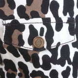 Blumarine Leopard Print Motorcycle Jacket Cream/Brown Stretch Cotton Size 40