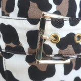 Blumarine Leopard Print Motorcycle Jacket Cream/Brown Stretch Cotton Size 40