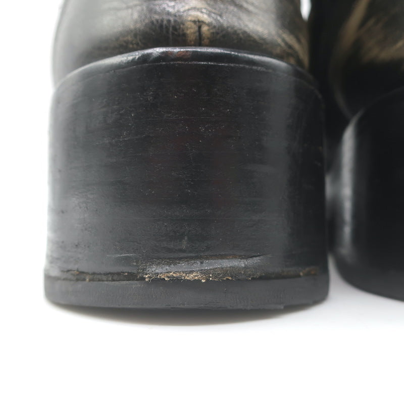 Courreges Rider Boots Black Patina Leather Size 40