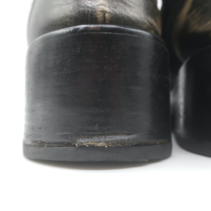 Courreges Rider Boots Black Patina Leather Size 40