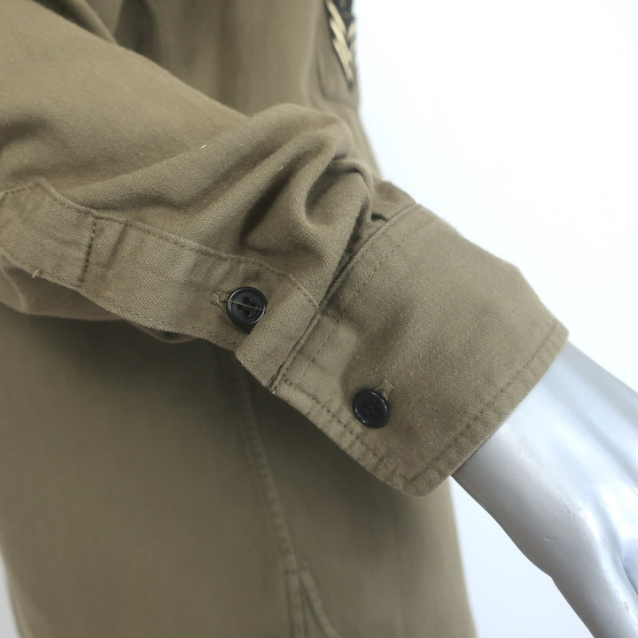 Saint Laurent Oversized Army Shirt Khaki Stone Wash Cotton Size Small
