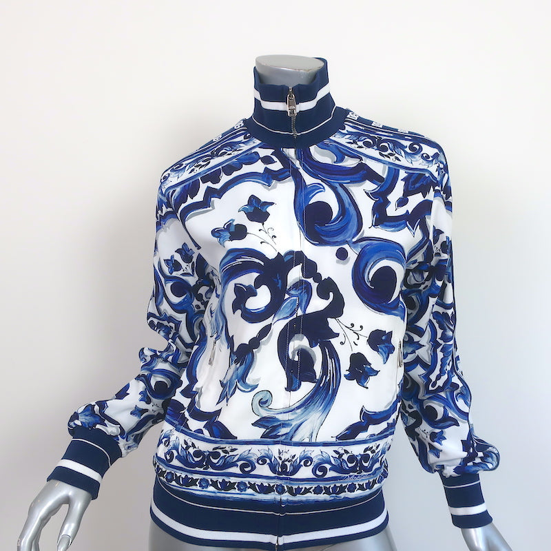 ◆Dolce&Gabbana◆MAJOLICA PRINT CADY◆トラックジャケット◆ Dolce & Gabbana Track Jacket Navy/White Majolica Print Cady