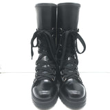 Christian Dior D-Fight Lace-Up Combat Boots Black Stretch Leather Size 42