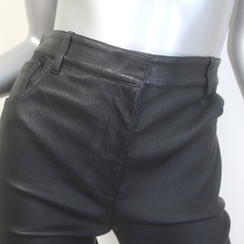Theory Kick 5-Pocket Flared Stretch Leather Pants Black Size 8 NEW