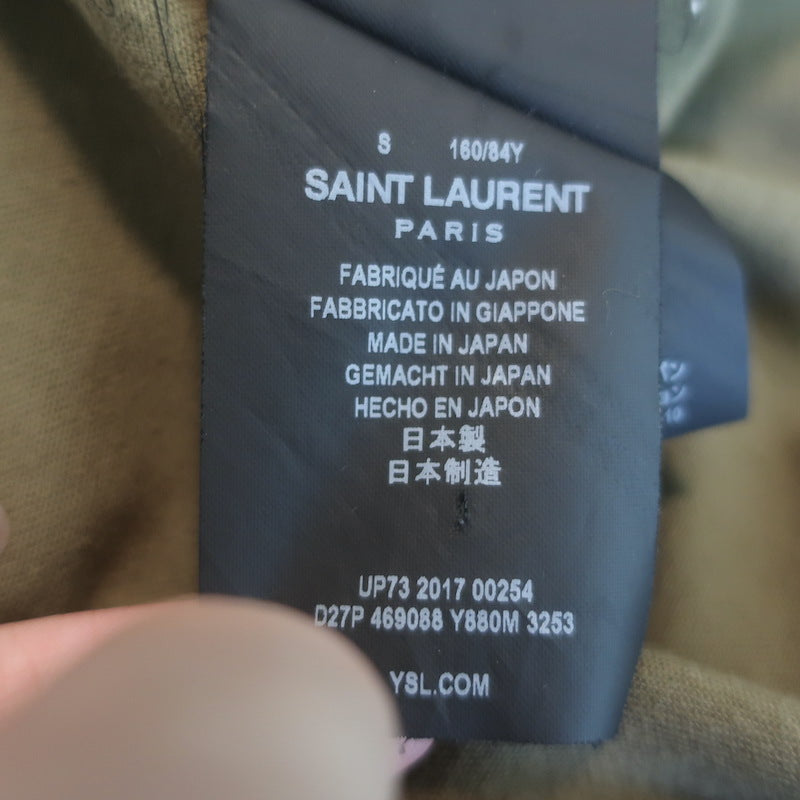 Saint Laurent Oversized Army Shirt Khaki Stone Wash Cotton Size Small