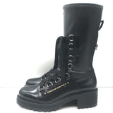 Christian Dior D-Fight Lace-Up Combat Boots Black Stretch Leather Size 42