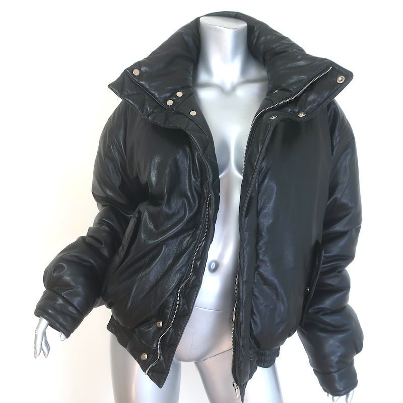 Nanushka Duy Vegan Leather Padded Bomber Jacket Black Size Small NEW