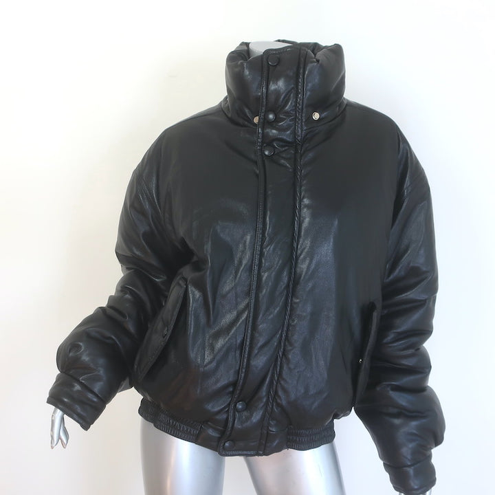Nanushka Duy Vegan Leather Padded Bomber Jacket Black Size Small NEW