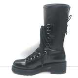 Christian Dior D-Fight Lace-Up Combat Boots Black Stretch Leather Size 42