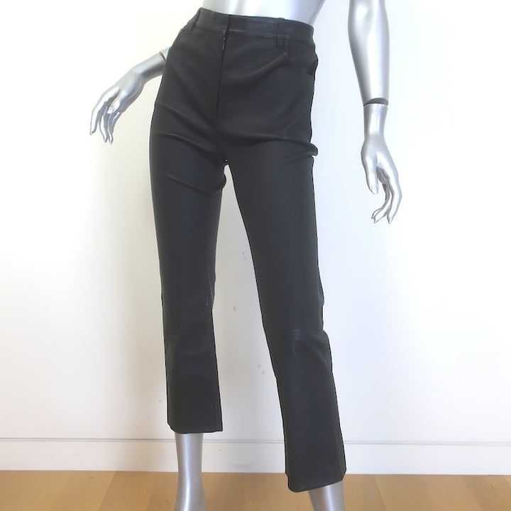 Theory Kick 5-Pocket Flared Stretch Leather Pants Black Size 8 NEW