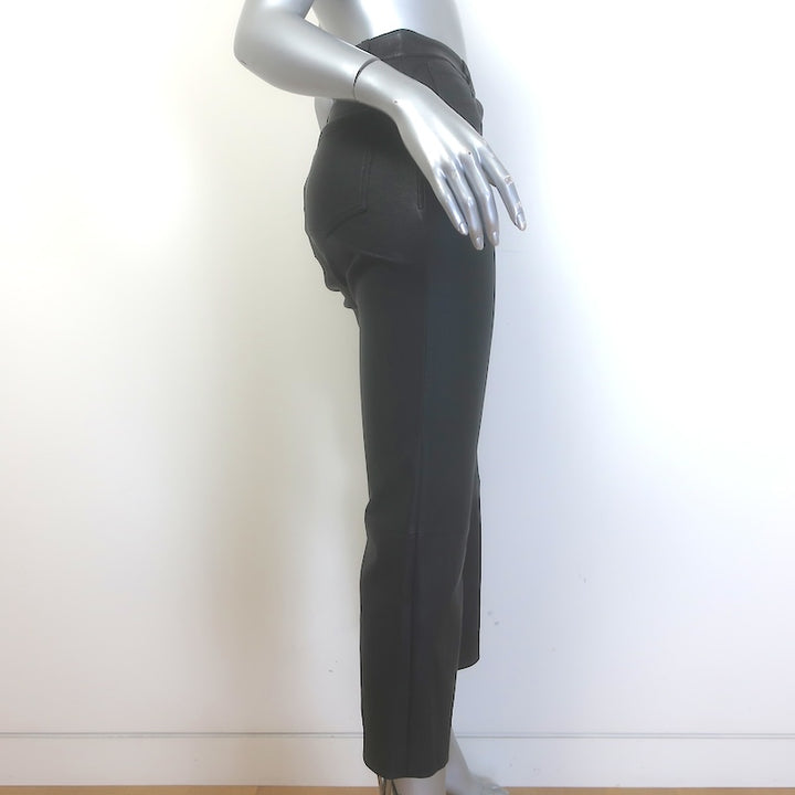 Theory Kick 5-Pocket Flared Stretch Leather Pants Black Size 8 NEW