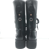 Christian Dior D-Fight Lace-Up Combat Boots Black Stretch Leather Size 42