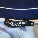 Dolce & Gabbana Track Jacket Navy/White Majolica Print Cady Size 36