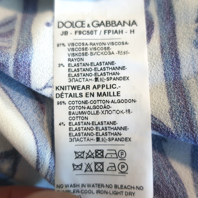 Dolce &amp; Gabbana Track Jacket Navy/White Majolica Print Cady Size 36