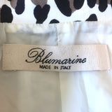 Blumarine Leopard Print Motorcycle Jacket Cream/Brown Stretch Cotton Size 40