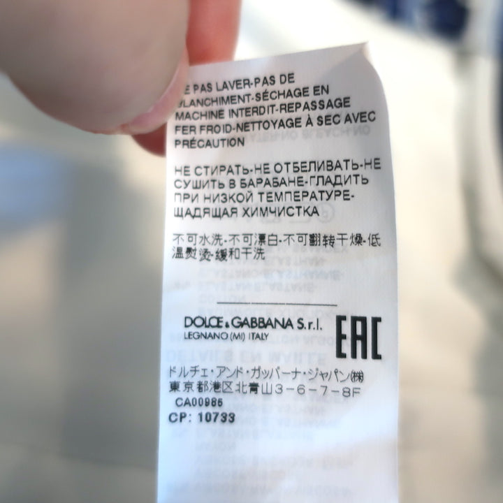 Dolce &amp; Gabbana Track Jacket Navy/White Majolica Print Cady Size 36