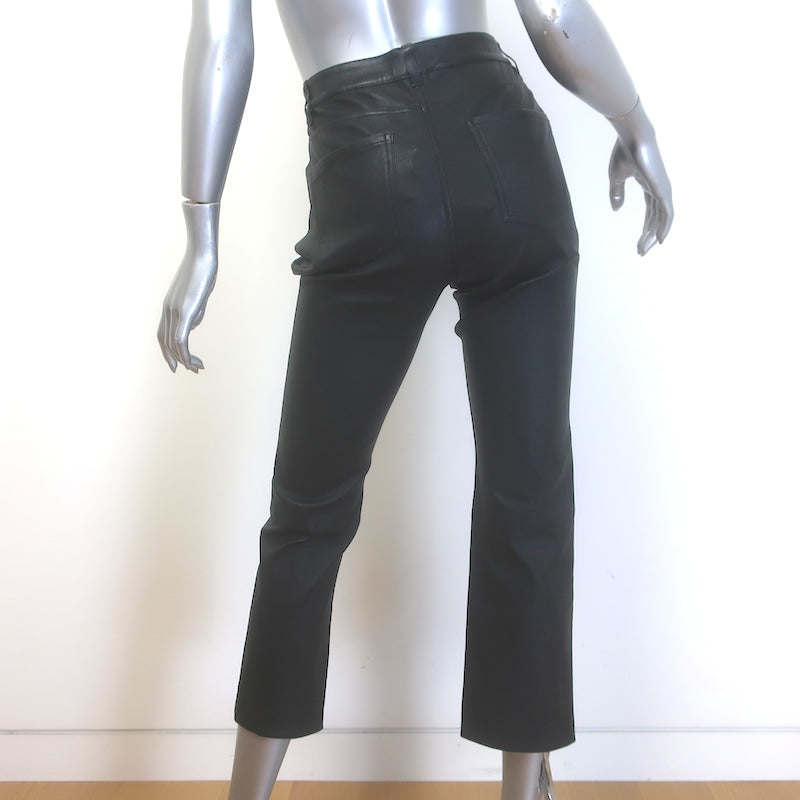 Theory Kick 5-Pocket Flared Stretch Leather Pants Black Size 8 NEW