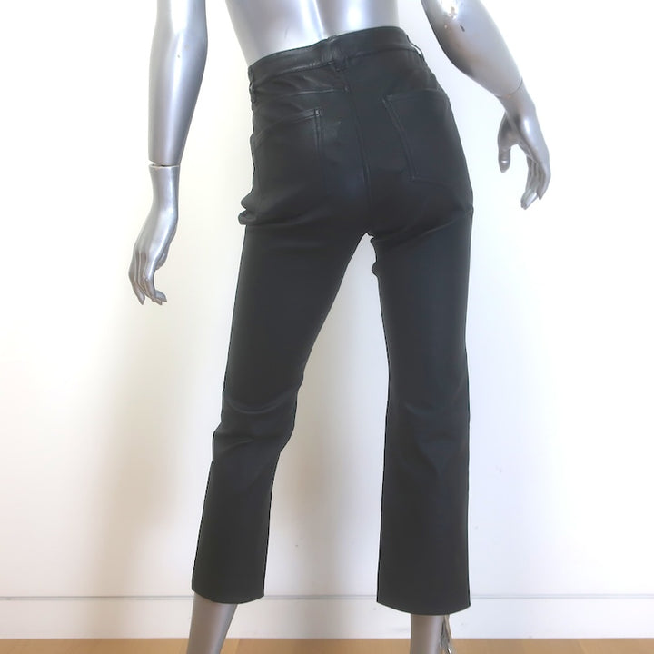 Theory Kick 5-Pocket Flared Stretch Leather Pants Black Size 8 NEW