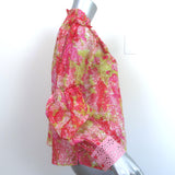 LoveShackFancy Blouse Ronalda Pink Floral Print Cotton-Silk Size Extra Small