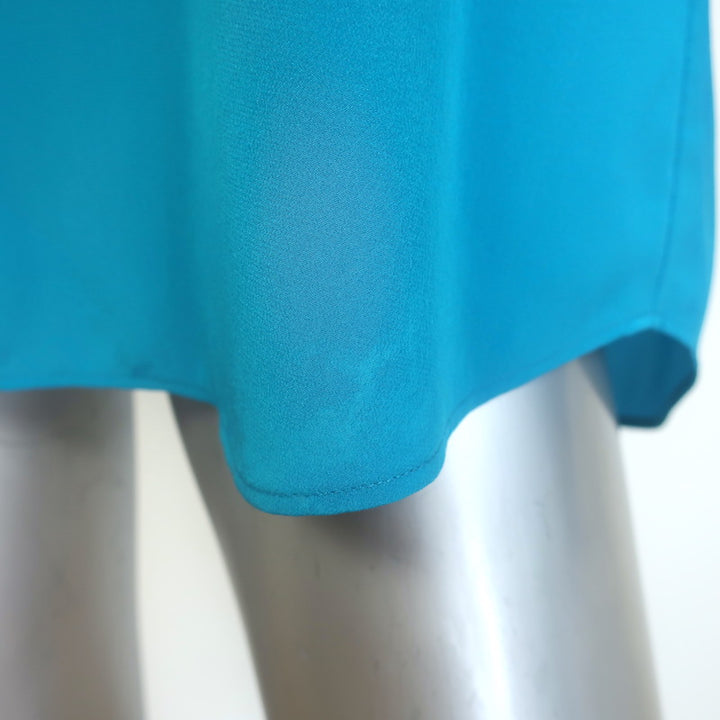 Gucci Button-Back Blouse Blue Silk Crepe de Chine Size 44 Long Sleeve Top