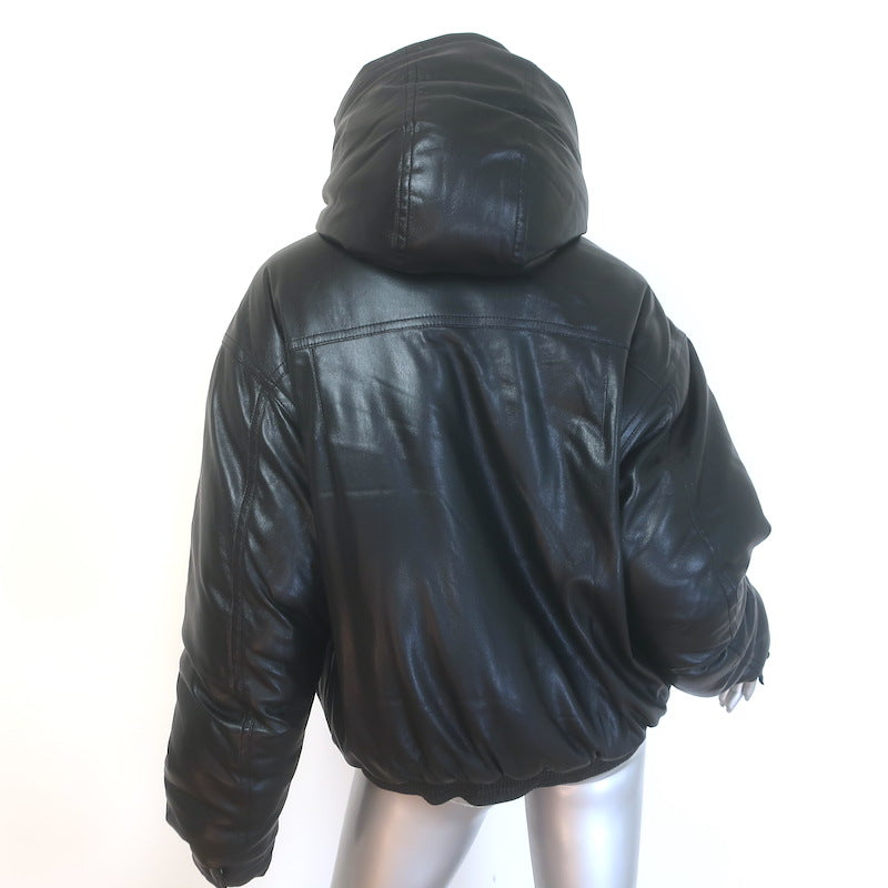 Nanushka Duy Vegan Leather Padded Bomber Jacket Black Size Small NEW