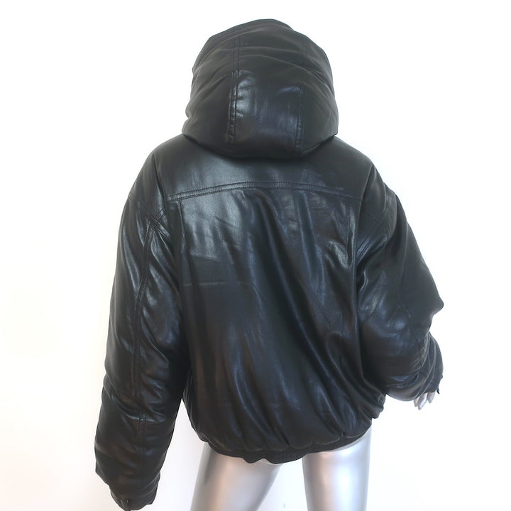 Nanushka Duy Vegan Leather Padded Bomber Jacket Black Size Small NEW