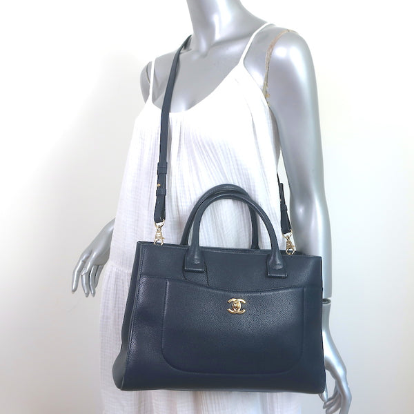 Chanel 17C Neo Executive Small Shopper Tote Navy Leather